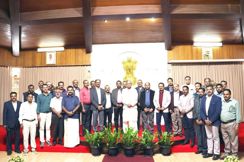 Nagaland Governor, La Ganesan with invitees from various communities and officers and staff of Raj Bhavan during the States & Union Territories foundation day celebration in Kohima.